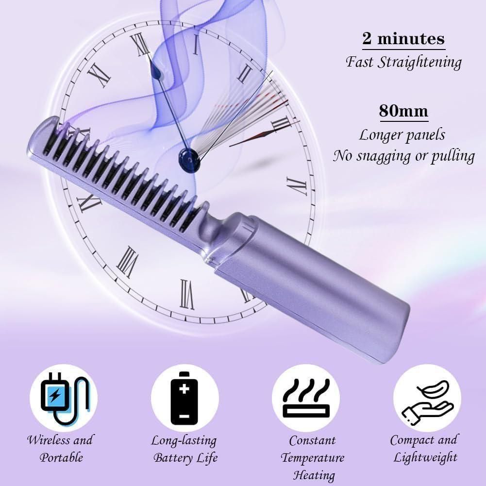 Portable Cordless Hair Straightening Rechargeable Comb